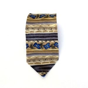 Jimmy V 100% Silk Tie Men's Lesley Visser Collection One Tan & Blue Floral USA